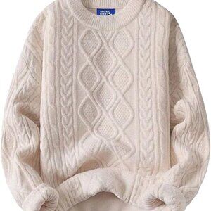 NWT Aelfric Eden Beige Oversized Sweater Cable Knit Long Sleeve Women's L